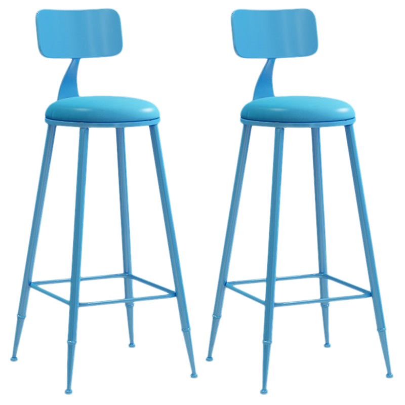 Nordic Armless Backrest Counter Stool Iron Balcony Bar Stool with Cushion and Pedal