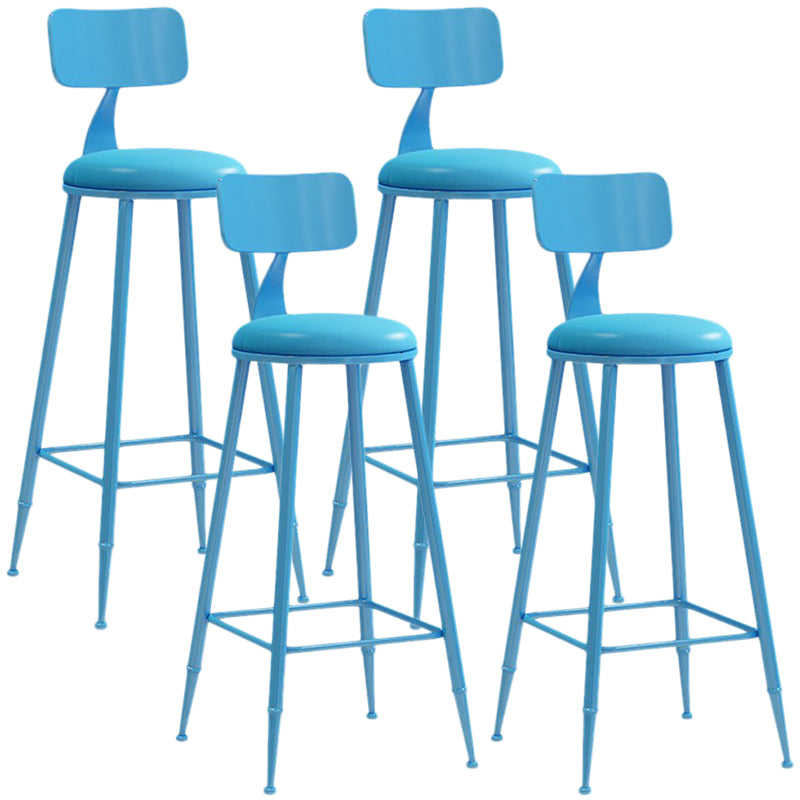 Nordic Armless Backrest Counter Stool Iron Balcony Bar Stool with Cushion and Pedal