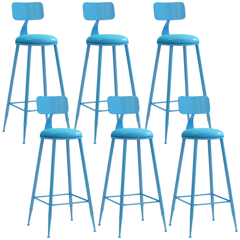 Nordic Armless Backrest Counter Stool Iron Balcony Bar Stool with Cushion and Pedal