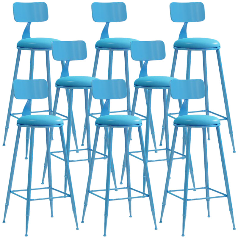 Nordic Armless Backrest Counter Stool Iron Balcony Bar Stool with Cushion and Pedal