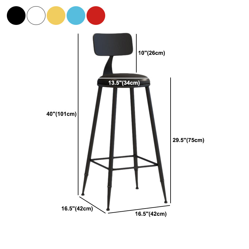 Nordic Armless Backrest Counter Stool Iron Balcony Bar Stool with Cushion and Pedal