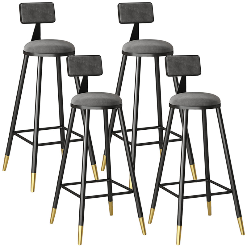 Modern Armless Backrest Counter Stool Iron Couture Bar Stool with Velvet Cushion and Pedal