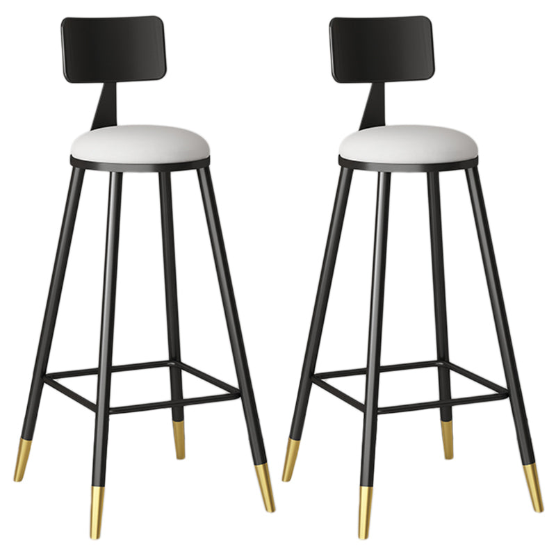 Modern Armless Backrest Counter Stool Iron Couture Bar Stool with Velvet Cushion and Pedal