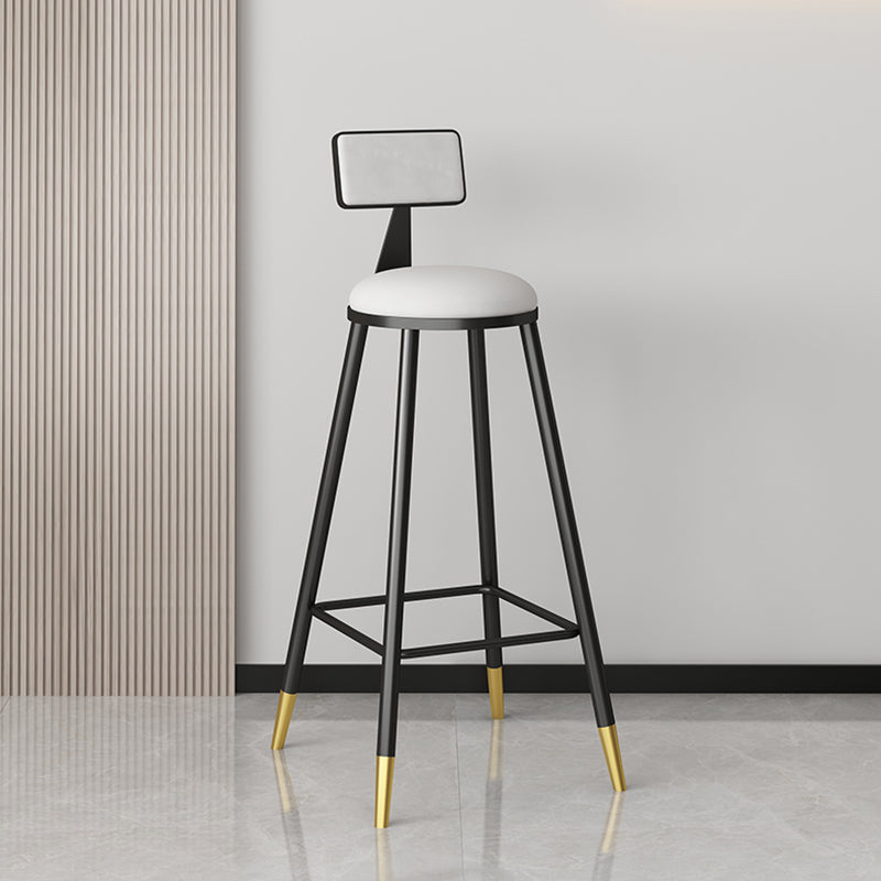 Modern Armless Backrest Counter Stool Iron Couture Bar Stool with Velvet Cushion and Pedal