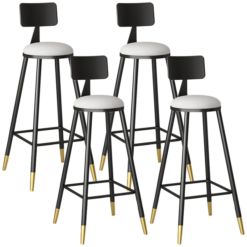 Modern Armless Backrest Counter Stool Iron Couture Bar Stool with Velvet Cushion and Pedal