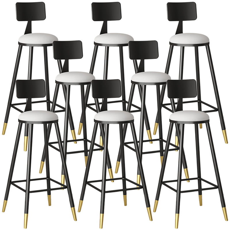 Modern Armless Backrest Counter Stool Iron Couture Bar Stool with Velvet Cushion and Pedal