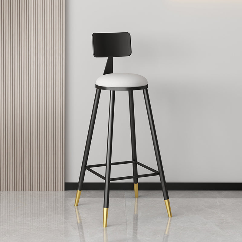 Modern Armless Backrest Counter Stool Iron Couture Bar Stool with Velvet Cushion and Pedal