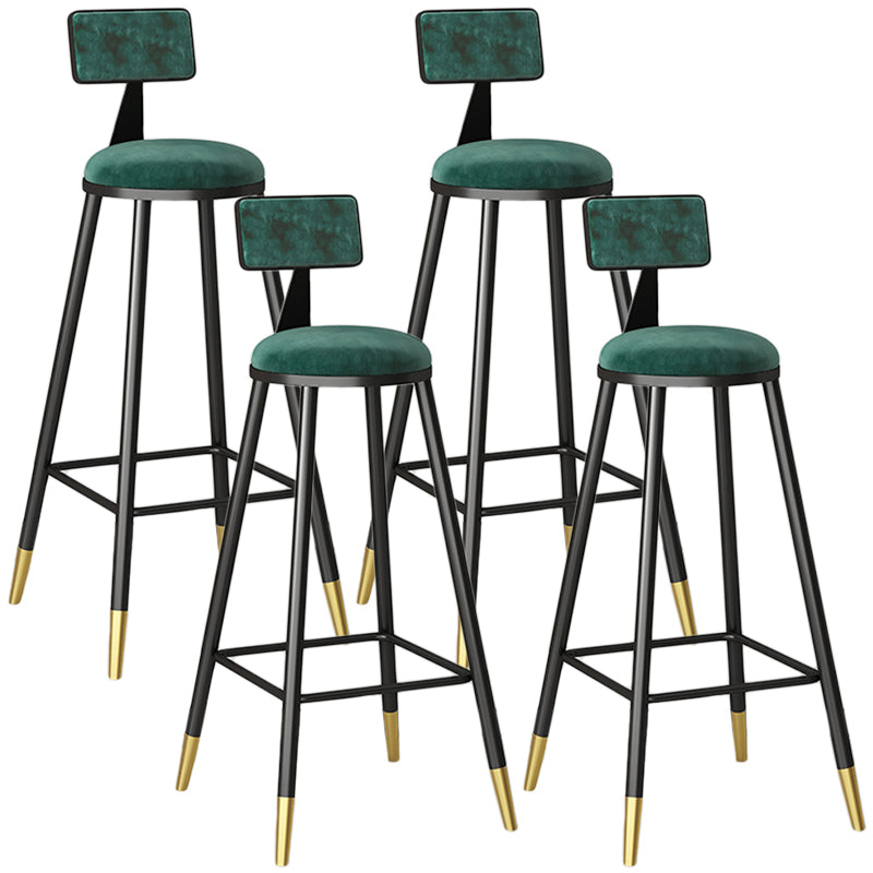 Modern Armless Backrest Counter Stool Iron Couture Bar Stool with Velvet Cushion and Pedal