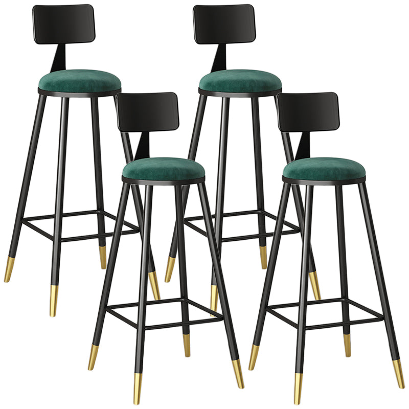 Modern Armless Backrest Counter Stool Iron Couture Bar Stool with Velvet Cushion and Pedal