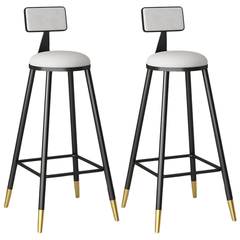 Modern Armless Backrest Counter Stool Iron Couture Bar Stool with Velvet Cushion and Pedal