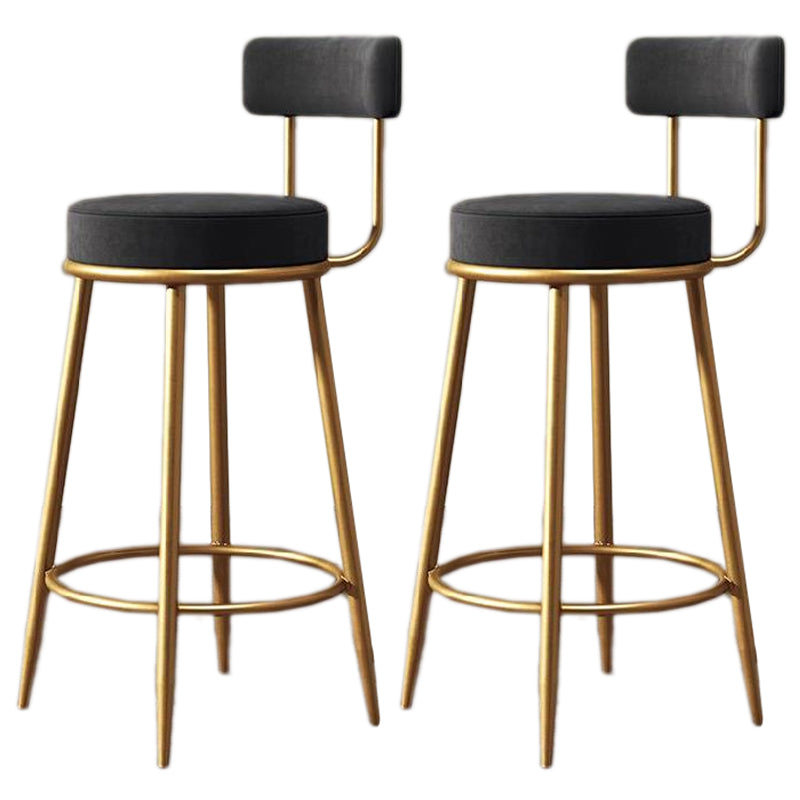 Glam Armless Backrest Counter Stool Iron Cafe Bar Stool with Pedal and Cushion