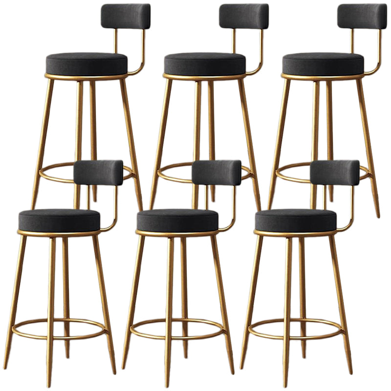 Glam Armless Backrest Counter Stool Iron Cafe Bar Stool with Pedal and Cushion