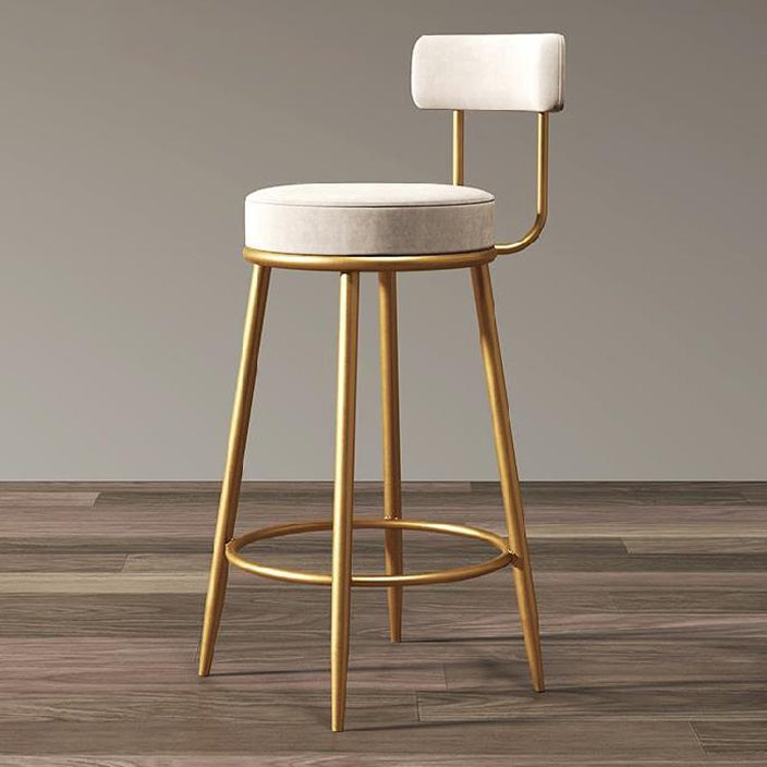 Glam Armless Backrest Counter Stool Iron Cafe Bar Stool with Pedal and Cushion