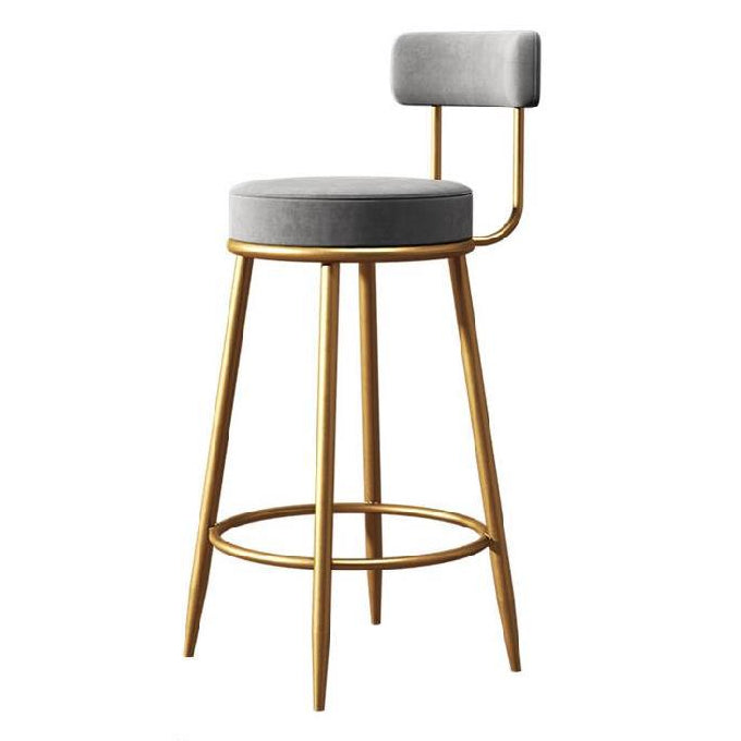 Glam Armless Backrest Counter Stool Iron Cafe Bar Stool with Pedal and Cushion