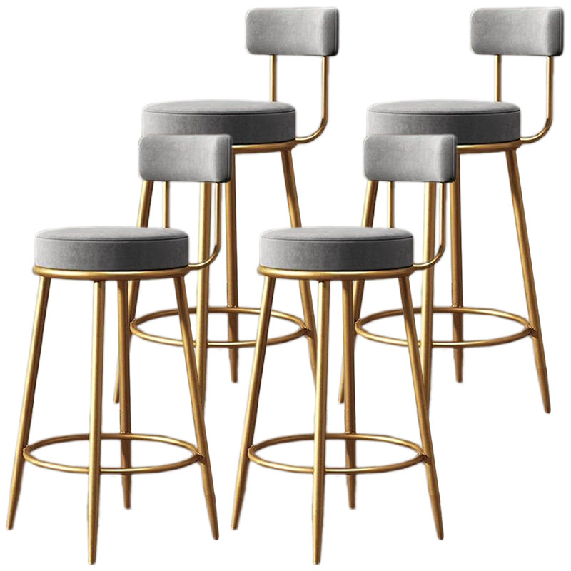 Glam Armless Backrest Counter Stool Iron Cafe Bar Stool with Pedal and Cushion