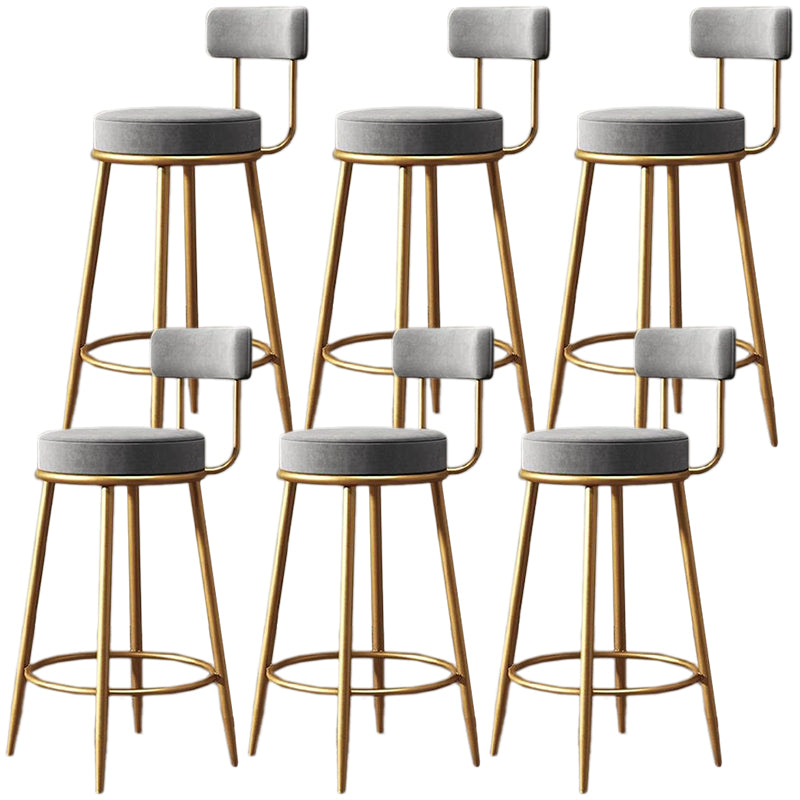 Glam Armless Backrest Counter Stool Iron Cafe Bar Stool with Pedal and Cushion