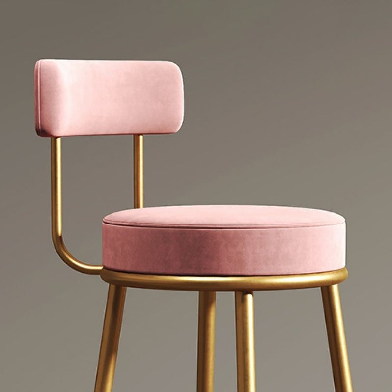 Glam Armless Backrest Counter Stool Iron Cafe Bar Stool with Pedal and Cushion