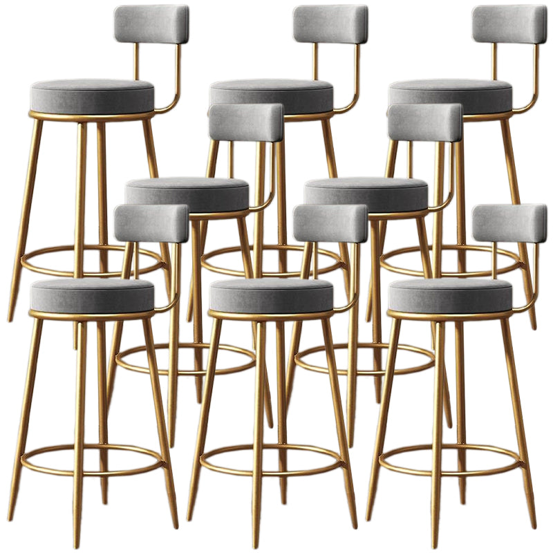 Glam Armless Backrest Counter Stool Iron Cafe Bar Stool with Pedal and Cushion