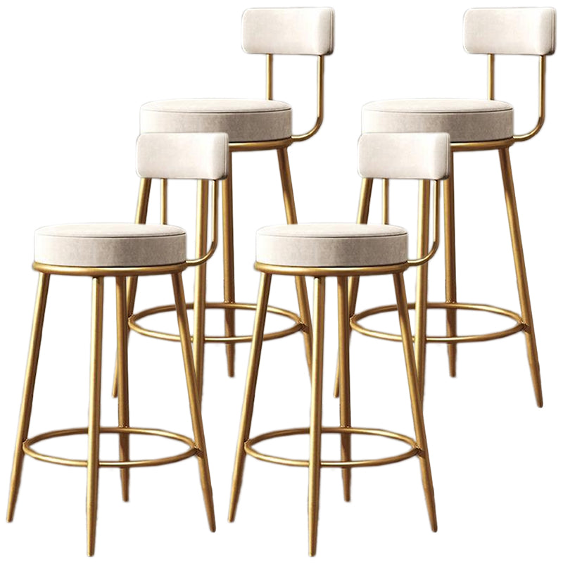 Glam Armless Backrest Counter Stool Iron Cafe Bar Stool with Pedal and Cushion