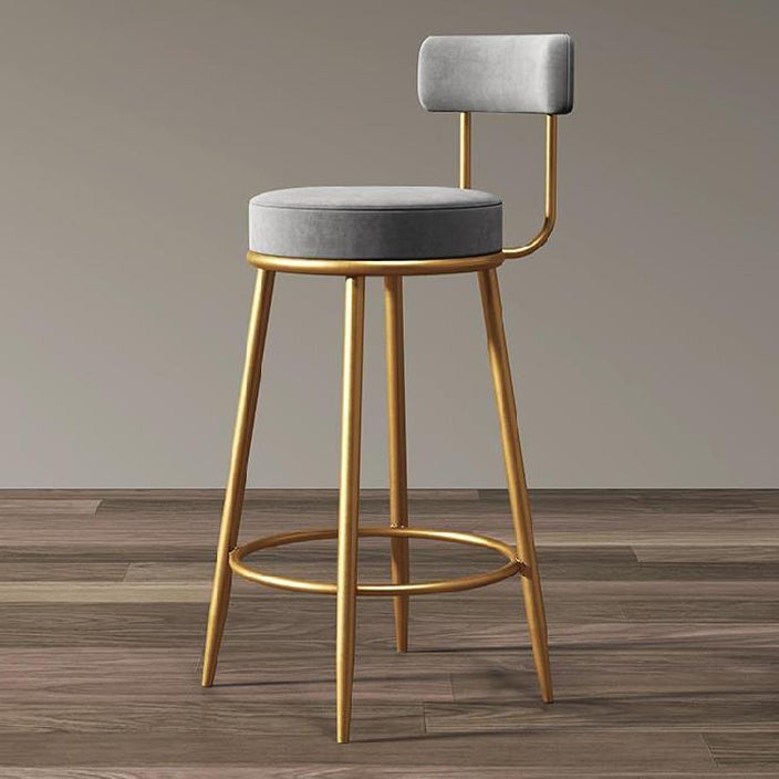 Glam Armless Backrest Counter Stool Iron Cafe Bar Stool with Pedal and Cushion