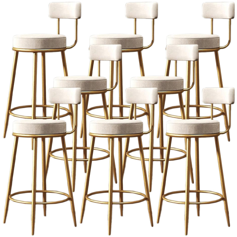 Glam Armless Backrest Counter Stool Iron Cafe Bar Stool with Pedal and Cushion