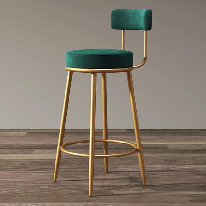 Glam Armless Backrest Counter Stool Iron Cafe Bar Stool with Pedal and Cushion