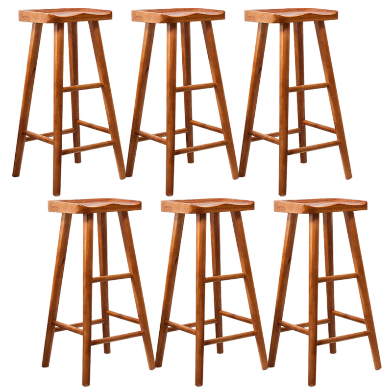 Modern Saddle Seat Counter Bar Stool Solid Wood Footrest Counter Stool