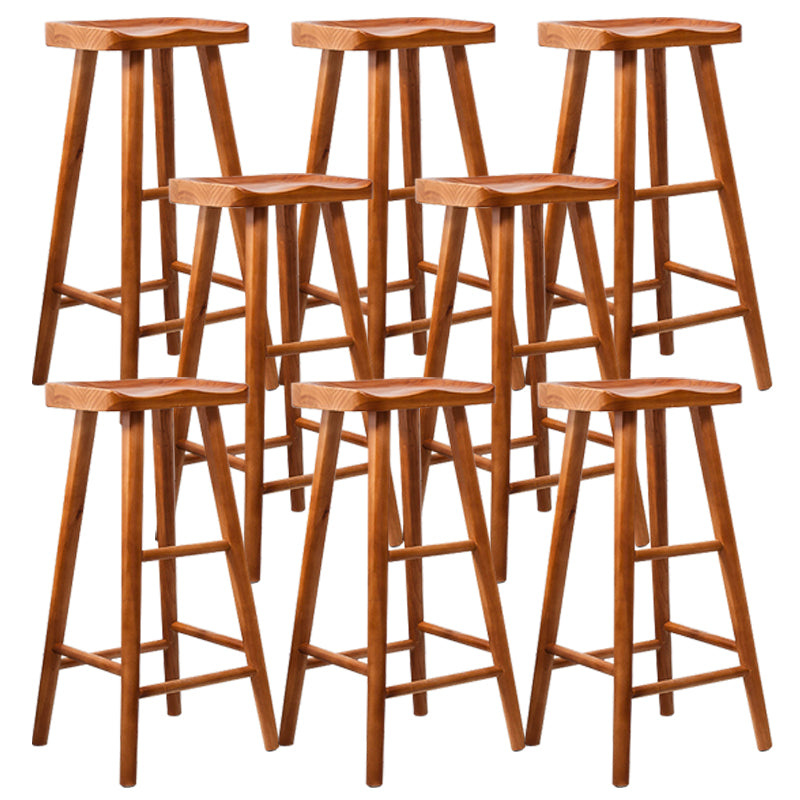 Modern Saddle Seat Counter Bar Stool Solid Wood Footrest Counter Stool