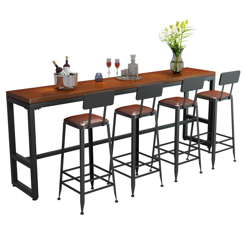Industrial 1/5/9 Pieces Bar Table Set Rectangle Pine Wood Counter Table with High Stools