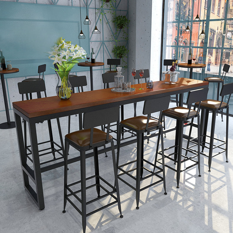 Industrial 1/5/9 Pieces Bar Table Set Rectangle Pine Wood Counter Table with High Stools