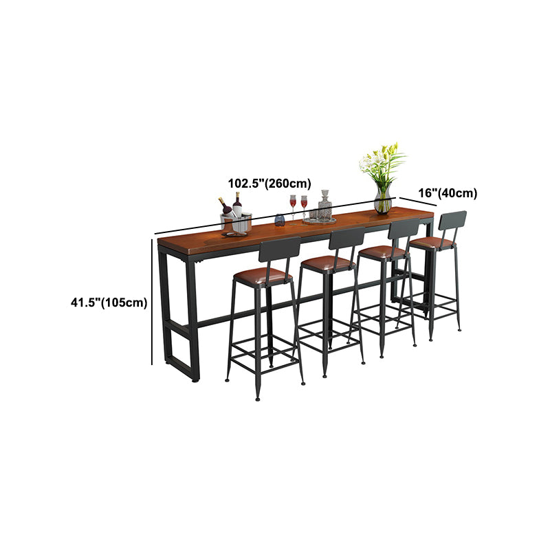 Industrial 1/5/9 Pieces Bar Table Set Rectangle Pine Wood Counter Table with High Stools