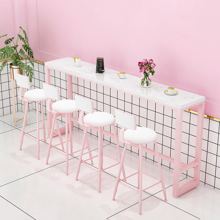 Modern 1/5 Pieces Bar Table Set Rectangle Stone Counter Table with High Stools