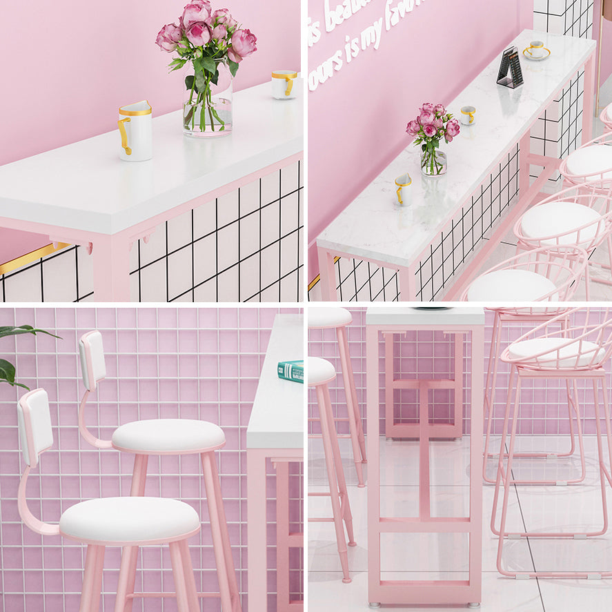 Modern 1/5 Pieces Bar Table Set Rectangle Stone Counter Table with High Stools