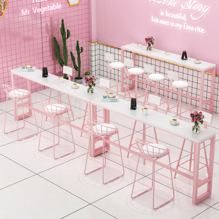 Modern 1/5 Pieces Bar Table Set Rectangle Stone Counter Table with High Stools