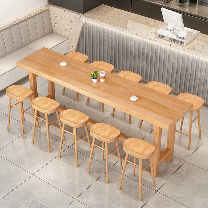 Modern 1/5/6/11 Pieces Bar Table Set Rectangle Pine Wood Counter Table with Stools