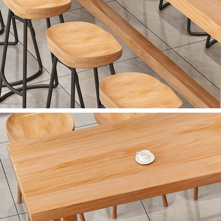 Modern 1/5/6/11 Pieces Bar Table Set Rectangle Pine Wood Counter Table with Stools