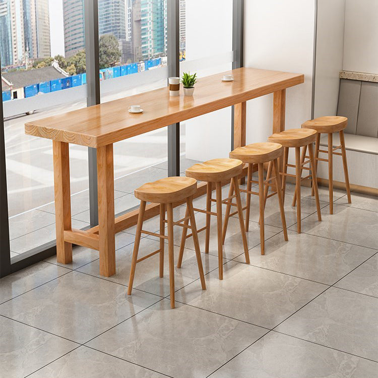 Modern 1/5/6/11 Pieces Bar Table Set Rectangle Pine Wood Counter Table with Stools