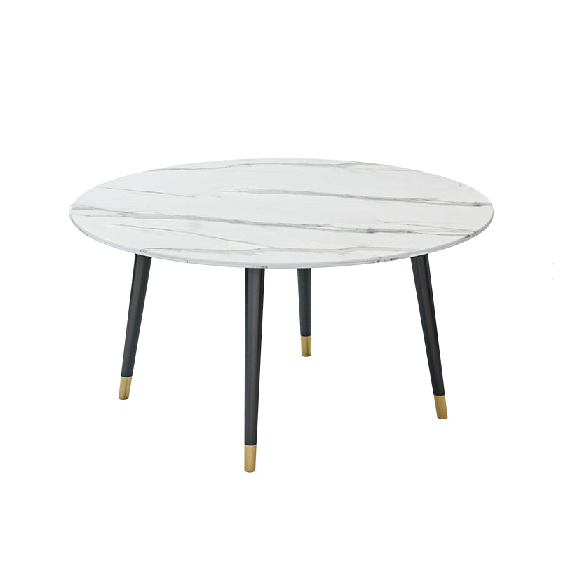 Glam Iron Dinette Set 1/4/5/6/7 Pieces Round White Sintered Stone Top Dining Table Set