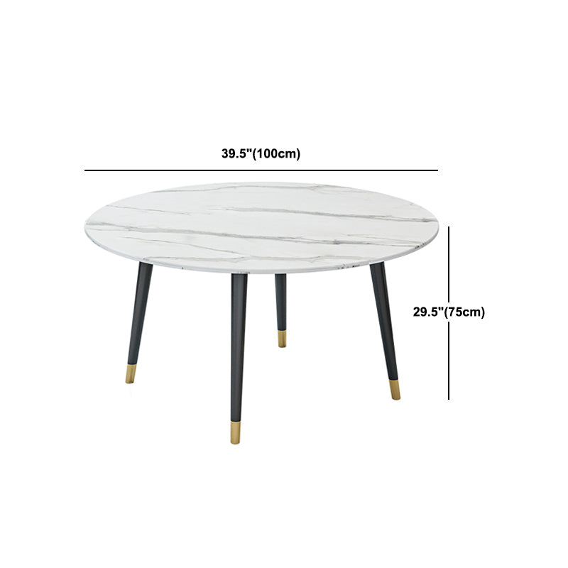 Glam Iron Dinette Set 1/4/5/6/7 Pieces Round White Sintered Stone Top Dining Table Set