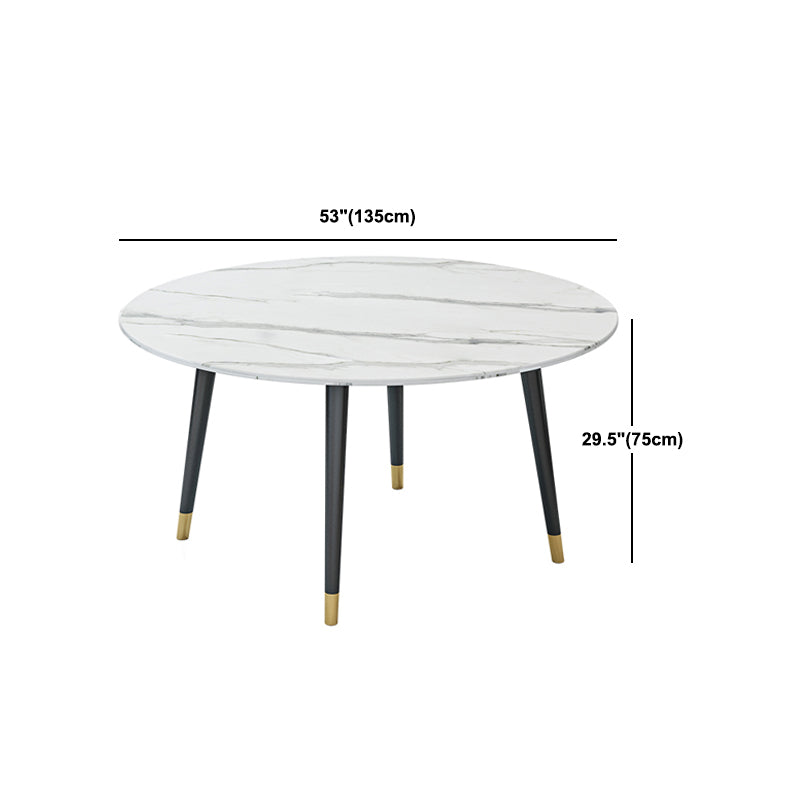 Glam Iron Dinette Set 1/4/5/6/7 Pieces Round White Sintered Stone Top Dining Table Set