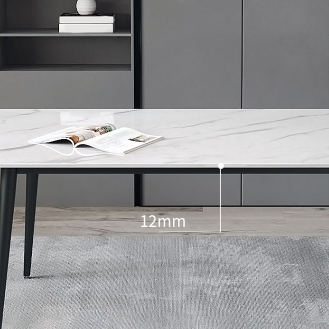 Designer Style White Dining Table Set 1/4/5/7 Pieces Stone and Metal Dinette Set