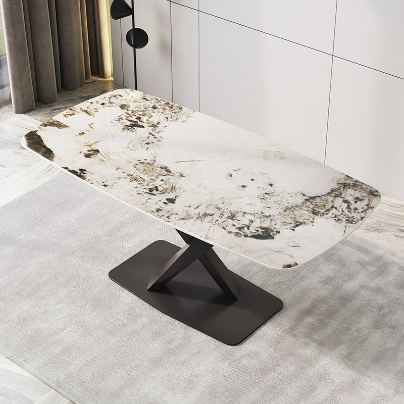 Designer Rectangle Dining Table Set 1/4/5/6/7 Pieces Gold Stone Top Dinette Set