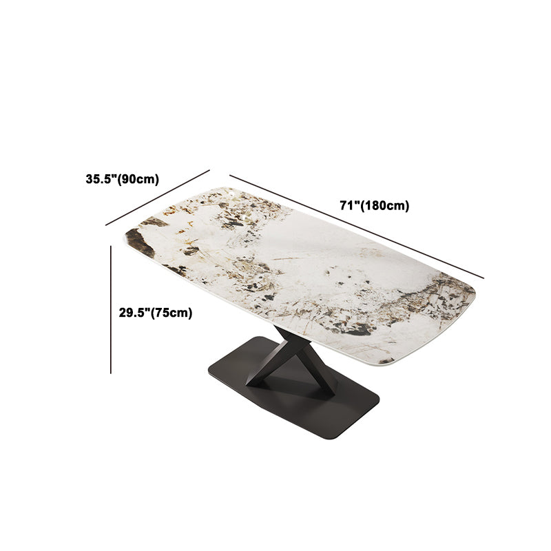 Designer Rectangle Dining Table Set 1/4/5/6/7 Pieces Gold Stone Top Dinette Set