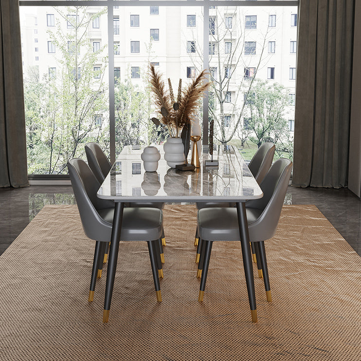 Rectangle Dining Table Set 1/2/5/7 Pieces Modern Indoor Dinette Set in Grey