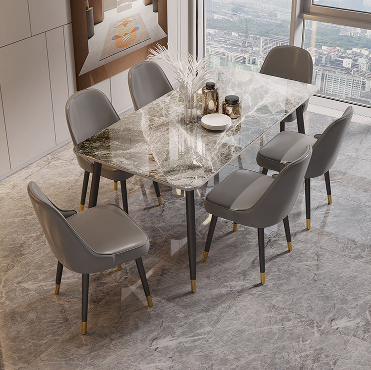 Rectangle Dining Table Set 1/2/5/7 Pieces Modern Indoor Dinette Set in Grey