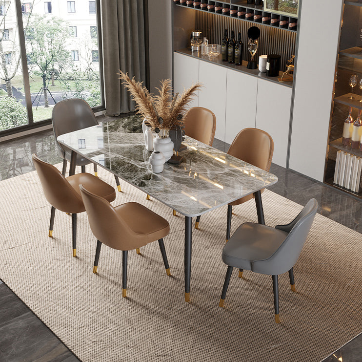 Rectangle Dining Table Set 1/2/5/7 Pieces Modern Indoor Dinette Set in Grey