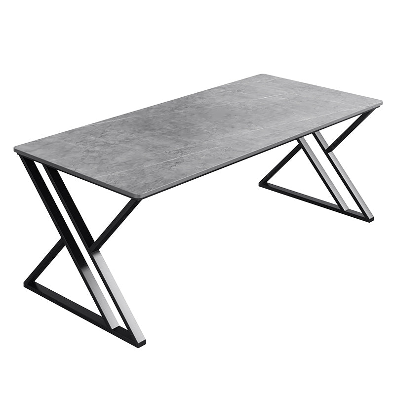 Modern Stone Top Dinette Set 1/2 Pieces Rectangle Dining Table Set in Grey