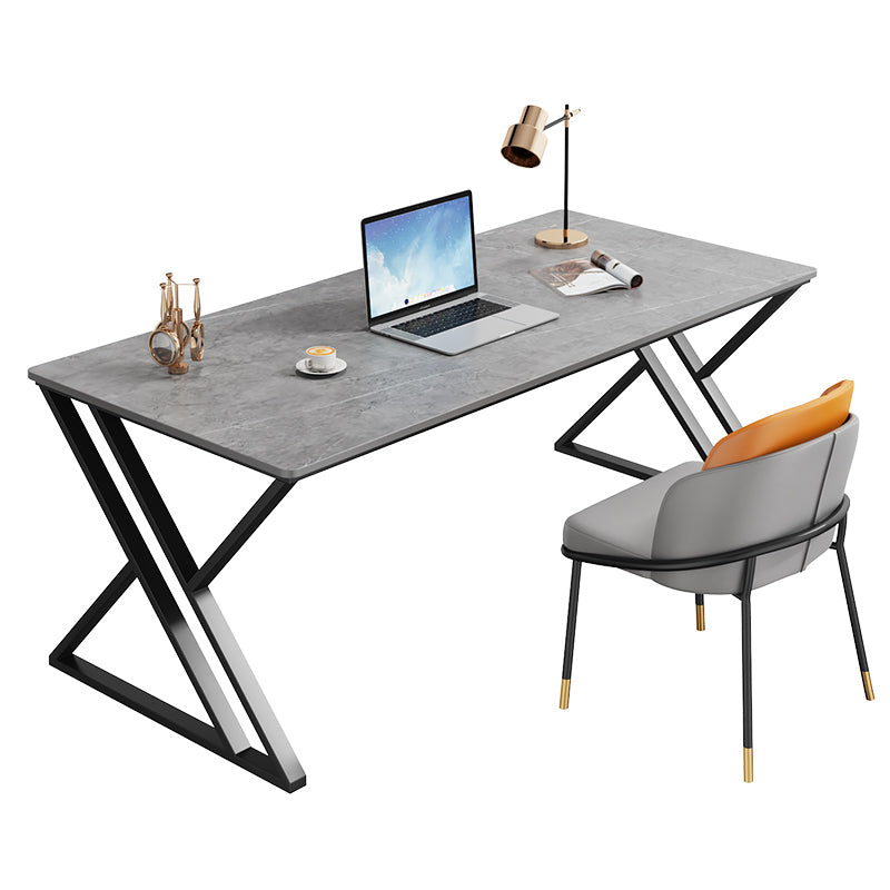 Modern Stone Top Dinette Set 1/2 Pieces Rectangle Dining Table Set in Grey