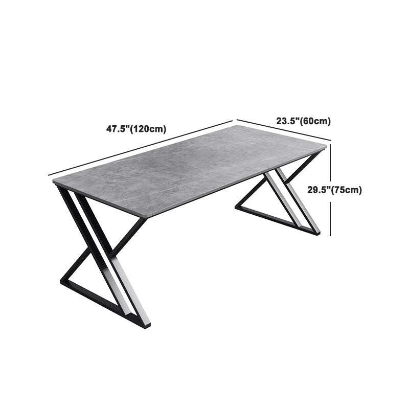 Modern Stone Top Dinette Set 1/2 Pieces Rectangle Dining Table Set in Grey
