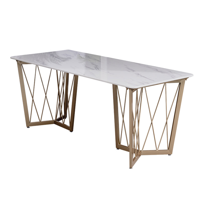 Contemporary Rectangle Dinette Set 1/2/4/5/7 Pieces White Marble Dining Table Set